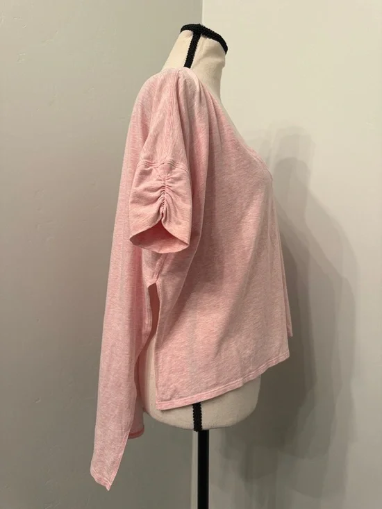 Lululemon My Mantra Tee Pink V Neck Short Sleeve High Low Side Slit XL Read - Picture 6 of 6